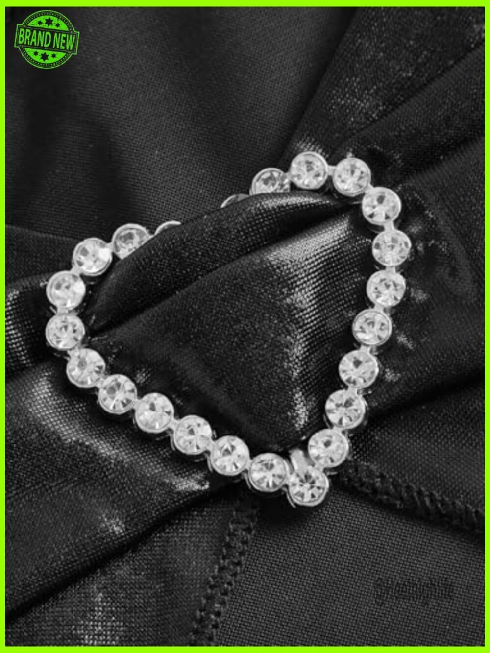 Y2K Rhinestone Heart Backless Ruched Cami Crop Halter Top - Picture 4 of 4